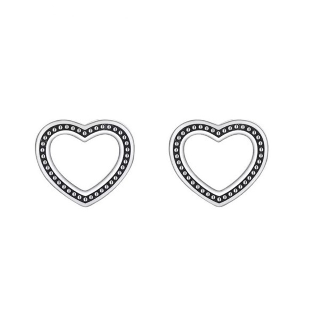 925 Sterling Silver Vintage Heart Stud Earrings